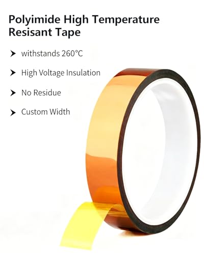 2 Rolls 1/2" x 108ft Polyimide High Temperature Resistant Tape 25mm x 33m