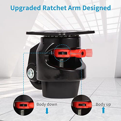 Nefish Leveling Casters Set of 4 Heavy Duty 80F, Retractable Caster Wheel for Workbench, Ratchet Arm Design 3300 LBS Capacity, 360 Degree Swivel Castor with Rubber Foot for Furniture, Equipment - size: 80 F
