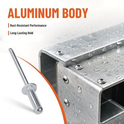 100 PCs 1/4'' x 1''Aluminum Blind Rivets, Pack of 100 CT 6.4mm x 25mm Pop Rivets with Aluminum Grip and Steel Mandrel - color: Silver, size: 1/4 x 1"