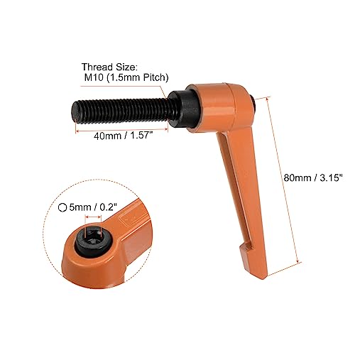 HARFINGTON 4pcs Adjustable Clamping Lever Handles M10 x 40mm Male Thread Bolt Knobs Rotating Screw Locking Quick Release Ratchet Push Button Handle, Orange - size: M10 x 40mm