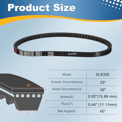 uxcell 5L330 Rubber V-Belt 33" Outer Circ 0.62" Width 0.44" Thickness - size: 5LX330