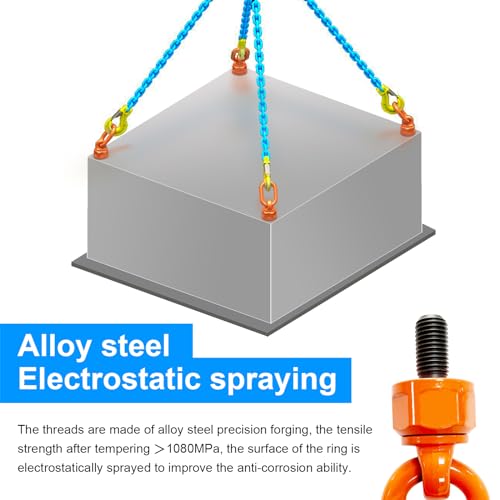 Eye Bolt M16x31.8 Max Load 1.5 Tons Metric Thread Universal Swivel Hoist Rings 360°Rotation Made of Alloy Steel, Tensile Strength > 1080MPa - size: M16x31.8