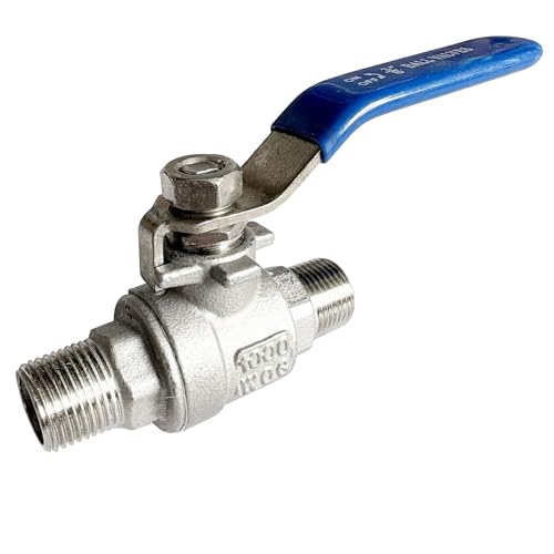 3/8 inch Male to Male Thread Ball Valve 304 Stainless Steel Full Port NPT Thread Ball Valves WOG1000 - size: 3/8 Inch