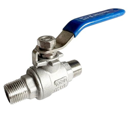 3/8 inch Male to Male Thread Ball Valve 304 Stainless Steel Full Port NPT Thread Ball Valves WOG1000 - size: 3/8 Inch