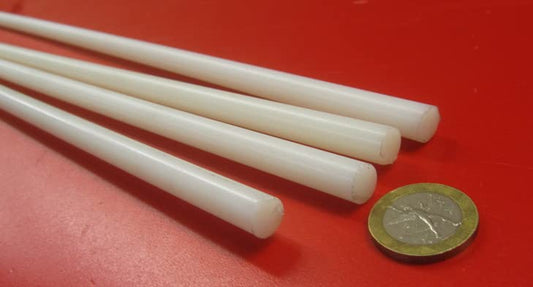 Natural Nylon Extruded Round Rod .375" (3/8") x 5 Ft Length 8 pcs 40 Feet