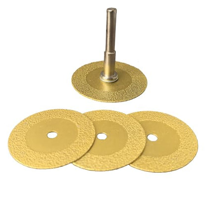 2inch Diamond Cutting Wheels, 4PCS Vacuum Brazed Diamond Cut Off Wheel with 1PCS Mandrels for Cutting Ceramics, Crystal, Tile, Marble, Stone, Jade