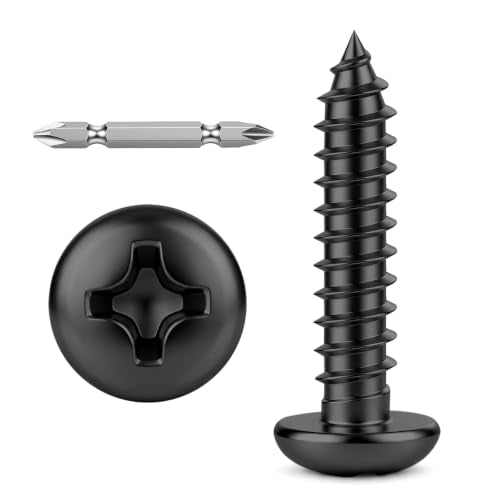 Mellewell #12 x 1-1/4" Pan Head Self Tapping Screw, Pan Head Sheet Metal Screws Wood Screws, Black Finish Stainless Steel 304 (18-8), 50 Pack - color: Black, size: #12 x 1-1/4"