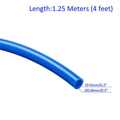 M METERXITY Pneumatic Tubing - Air Compressor PU Line Hose Apply to Water Fluid Transfer(5mm ID x 8mm OD, 4 Ft Length, Blue) - size: 4 Ft