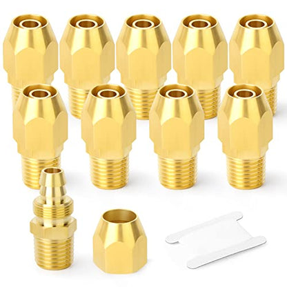 GASHER 10PCS Brass Pneumatic Replacement Fitting, Reusable Hose End Repair Fitting 3/8" Barb（Suitable for 3/8" ID，1/2" OD air hose) x 1/4" NPT Rigid - size: 1/4" NPT × 3/8" Barb (3/8" ID 1/2" OD)
