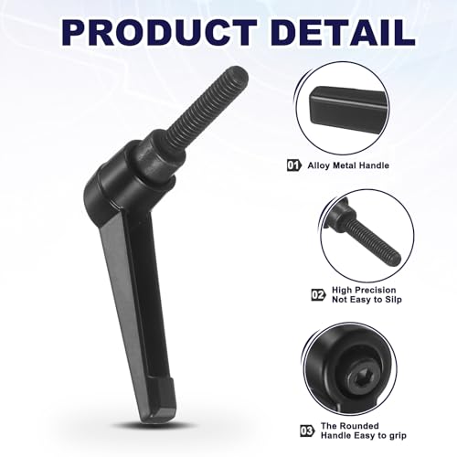uxcell 4Pcs Adjustable Clamping Lever Handles, M6x25mm Zinc Alloy Male Thread Stud Knobs with Nuts Quick Release Bolt Rotating Screw Handles for Lathes Woodworking, Black - size: M6x25mm