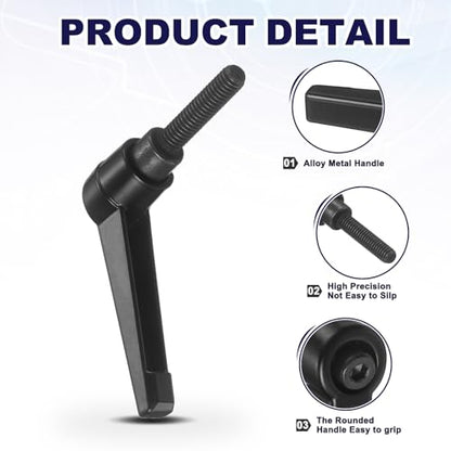uxcell 4Pcs Adjustable Clamping Lever Handles, M6x25mm Zinc Alloy Male Thread Stud Knobs with Nuts Quick Release Bolt Rotating Screw Handles for Lathes Woodworking, Black - size: M6x25mm