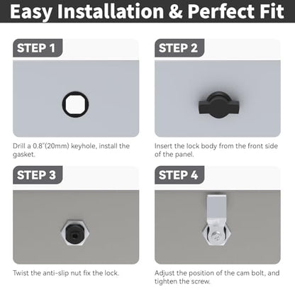 Thumb Operated Offset Cam Lock 2PCS, Black Plastic Coated Handle, for Industrial Cabinet Door Drawer Toolbox Switch Cabinet lockers (5/7" 2 Pack) - color: 2-Pack Black
