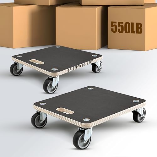 1100LB Heavy Duty Moving Dolly Cart - 2-Pack with 3" TPR Wheels - Square - size: Square(2 Pack)