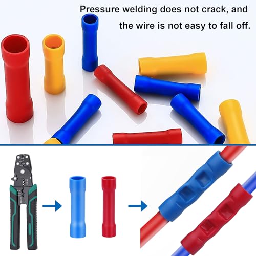 smseace 210PCS Wire Butt connectors with Crimping Tool - size: 211Pcs