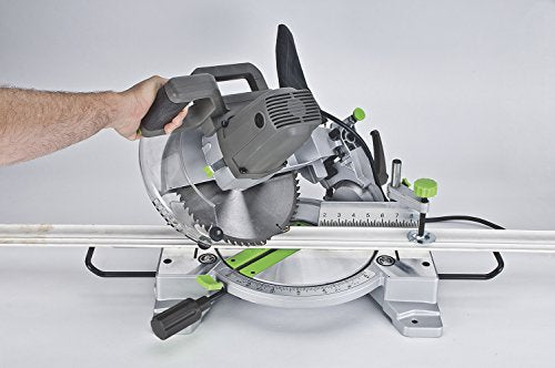 Genesis GMS1015LC 15-Amp 10-Inch Compound Miter Saw with Laser Guide and 9 Positive Miter Stops , Gray - style: 10 inch Compound Miter Saw