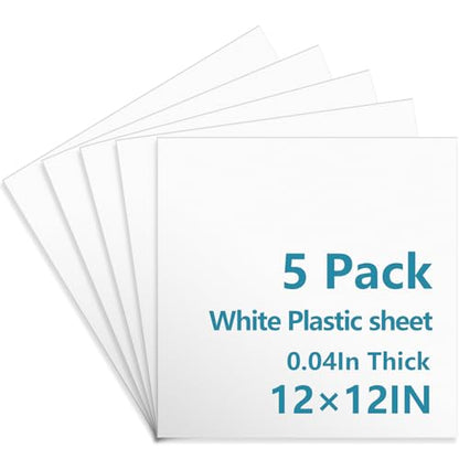 5 Pack White Plastic Sheets 12x12x0.04in Flexible High Tensile Plastic Sheets Hard Plastic Panel for DIY Materials Handicrafts Home Decoration - size: 12x12x0.04in