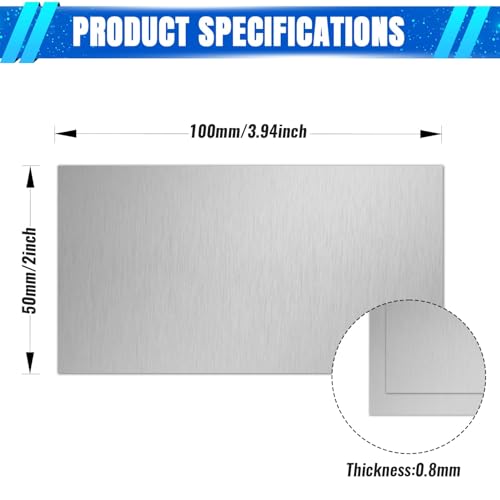0.8mm Stainless Steel Sheet 2x4 Inch, 430 Magnetic Stainless Steel Plate, 20 Gauge Metal Sheet for Wall, DIY, Crafts, Jewelry, Electrical Repair (2 Pack) - size: 2" x 4"-20 Gauge(0.8mm)