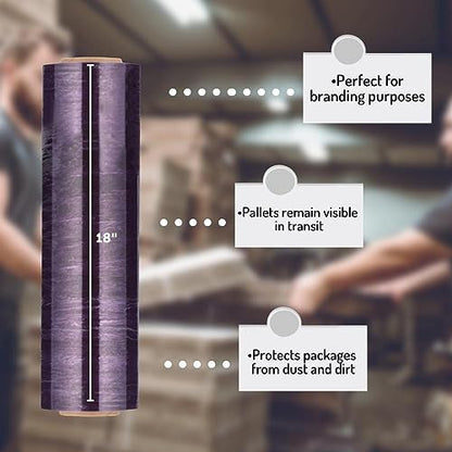 PSBM Dark Purple Stretch Wrap, 4 Rolls 18 Inch x 1000 Feet 100 Gauge, Heavy Duty Plastic Wrap Industrial Strength Shrink Film for Moving, Packing & Shipping - color: Purple, size: 4 Rolls