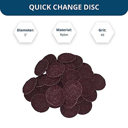 Benchmark Abrasives 3 Inch Sanding Discs Quick Change Nylon Surface Conditioning Discs, Drill & Die Grinder Sanding Disc Rust Remover for Metal Paint Stripper, Polishing - (25 Pack), Mixed Grit