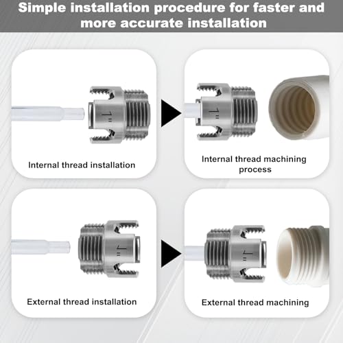 3 Pcs Pipe Threading Tool, Dual-Function Integrated Internal & External Thread Cutter PVC Threader Cutting Kit for 1/2" 3/4" & 1" PVC/Plastic Pipe Compatible with Electric Drills - style: Style 1
