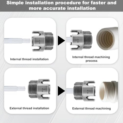 3 Pcs Pipe Threading Tool, Dual-Function Integrated Internal & External Thread Cutter PVC Threader Cutting Kit for 1/2" 3/4" & 1" PVC/Plastic Pipe Compatible with Electric Drills - style: Style 1