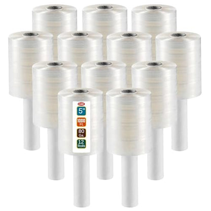 Simply Cool Mini Stretch Wrap 12 Pack 5 Inch 1000 Ft 80 Gauge Shrink Wrap - size: 5-inch