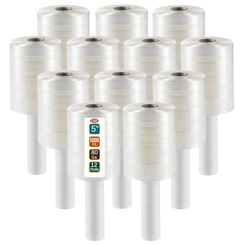 Simply Cool Mini Stretch Wrap 12 Pack 5 Inch 1000 Ft 80 Gauge Shrink Wrap - size: 5-inch