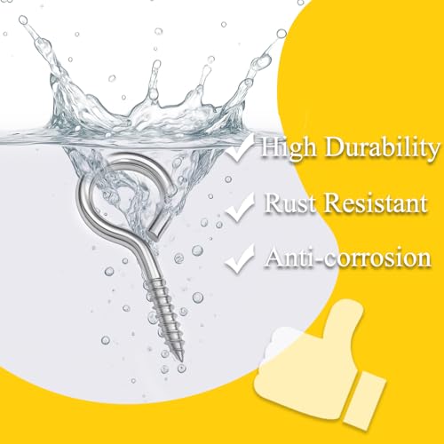 2.55 Inch Size - M6 304 Stainless Steel Heavy Duty Screw Eye Hooks