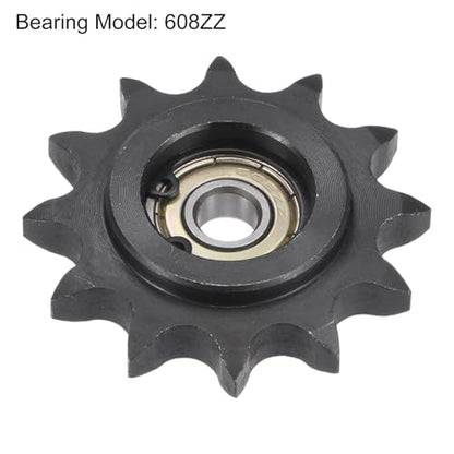 uxcell Chain Idler Sprocket, 8mm Bore 1/2" Pitch 12 Tooth Tensioner, Black Oxide Finish C45 Carbon Steel with Insert Single Bearing for ISO 08B Chains