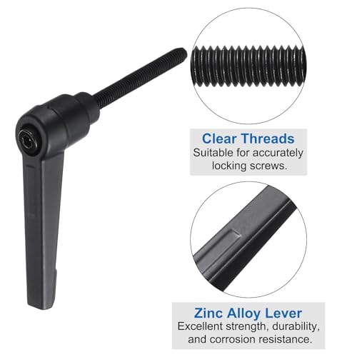 uxcell 4pcs Lever Adjustable Handles M5 x 40mm Metric Male Thread with Nuts Washers, Level Clamping Handle Set Hand Stud Knobs Rotating Screw Handles Bolts with Locking Lever, Black - size: M5 x 40mm