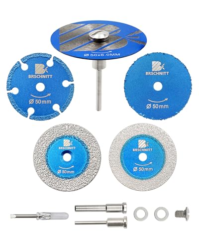 2 Inch Mini Diamond Saw Discs 5pcs - Sintered Diamond Blade Glass Cutting Saw Blades & Diamond Cutting Wheel for Wood/Metal/Glass/Stone (with 1/8"/1/4" Shank & Screwdriver*1)