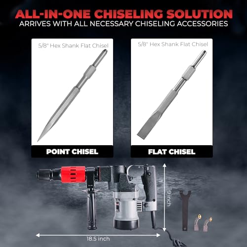 XtremepowerUS SDS-Plus Electric Rotary Demolition Chipping Hammer Combination Rotary Hammer Drilling Chisels & Drill Bits Set with Case 3000BPM - size: 3000 BPM