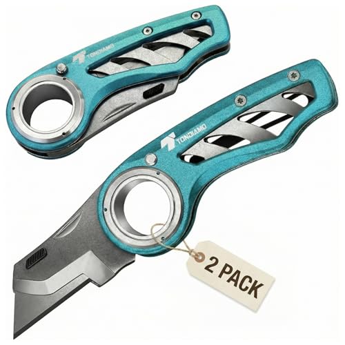 Tondiamo 2 Pcs Folding Pocket Utility Knife Box Cutter, Emerald Green - color: Emerald Green