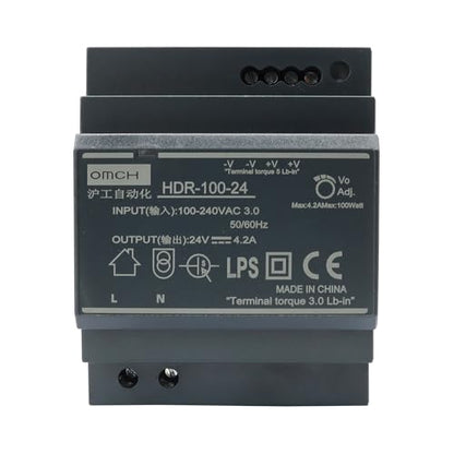 HDR-100-24 DIN Rail Switching Power Supply 24V 4.2A 100W