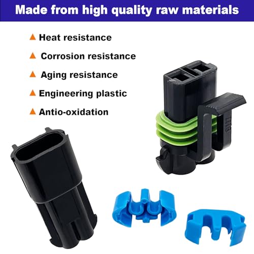 14-12 AWG 2 Pin Connector Waterproof Weather Pack Wire Connectors Kit(4set) - size: 2pin/4kit/14-12AWG