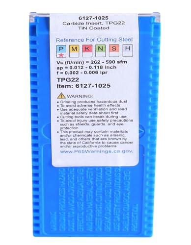 Accusize Industrial Tools TPG22 Wiper Carbide Inserts, TiN Coated, T-Shape, 10 Pcs/Box, 2127-1025x10 - size: TPG22 Wiper, T-Shape