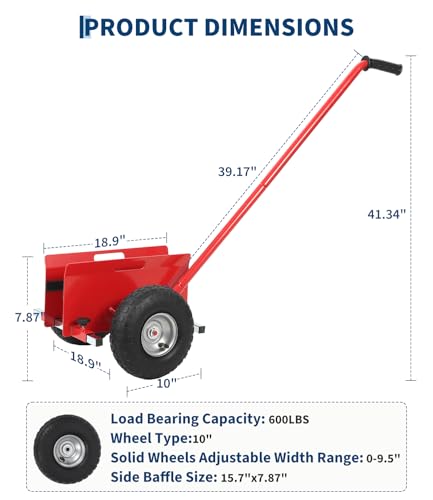 Garvee Panel Dolly with Extended Handle, 660 LBS Capacity, Heavy Duty Drywall Cart with 10" Solid Rubber Wheels, Panel Cart for Sheetrock Plywood & Doors Transport - color: Red