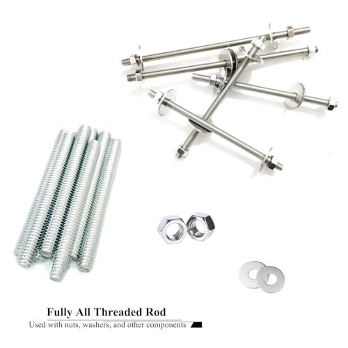 8pcs Silver Zinc Fully All Threaded Rod Carbon Steel Long Thread Screw 5/16x3 for Furniture Garden Railing Mounting Assembly Fastening Steel Frame Connection Full Thread Rod for Furniture - size: Silver-Zinc 5/16x3 Inch-8P