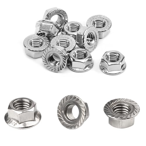 40pcs M6 Flange Nut, M6-1.0mm Hexagon Serrated Flange Nuts - size: M6-1.0