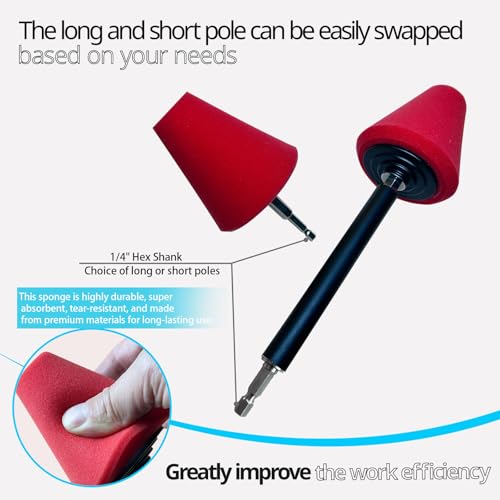 Drill Bit Polishing Cone Sponges with Hand-Held Extension Bracket