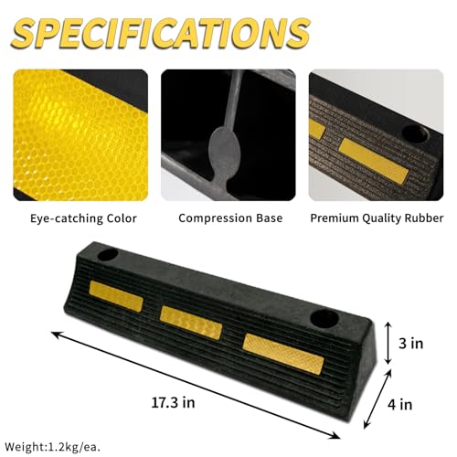 Parking Stopper for Garage Parking with Bolts 3" H 2 Pack - size: 3"H 2pcs