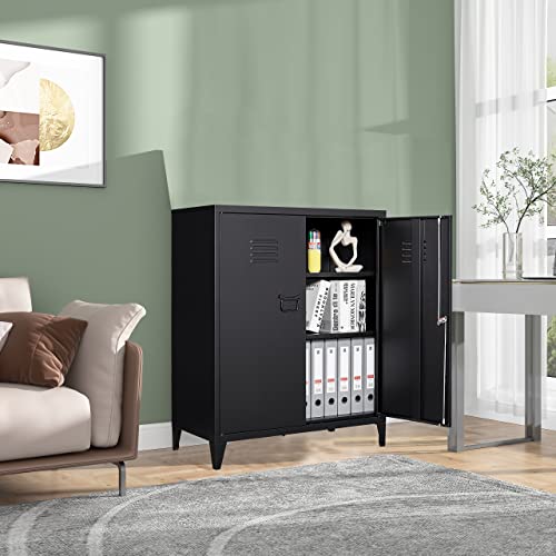 SISESOL Storage Cabinet with Doors and Shelves,40" Metal Storage Cabinet with Lock Door Adjustable Shelf,Office Storage Cabinets,Garage Tool Cabinets for Home,Office,School,Kitchen - color: Black, size: 40"H