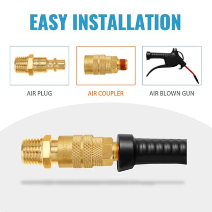 SUNGATOR 15-Pack Brass 1/4" Quick Connect Air Hose Coupler, MNPT Industrial - size: 1/4'' Male, style: 15 Pack