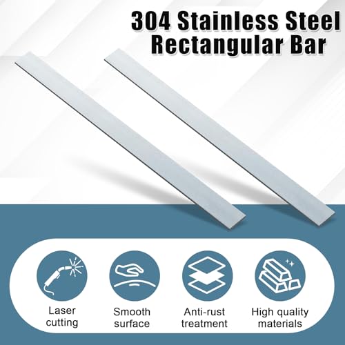 Yaocom 2 Pcs 304 Stainless Steel Flat Bar, 8" L,1-1/2" W,1/8" T - size: 8" L,1-1/2" W,1/8" T