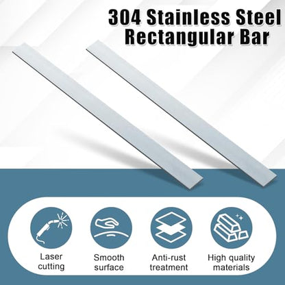 Yaocom 2 Pcs 304 Stainless Steel Flat Bar, 8" L,1-1/2" W,1/8" T - size: 8" L,1-1/2" W,1/8" T