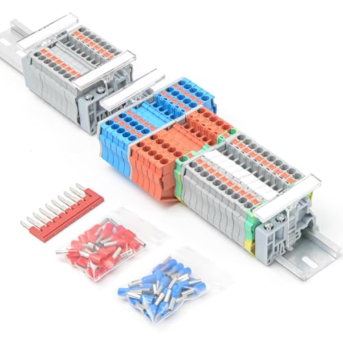 PT 2.5 Terminal Block Kit, Rail Type Voltage Terminal - color: Blue & Orange & Grey, size: Terminal Block Kit