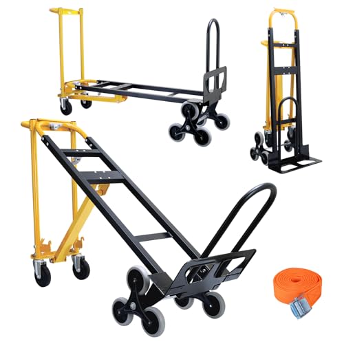 3 in 1 Stair Climbing Dolly Cart with Wheels,1000LBS(Yellow) - color: Yellow