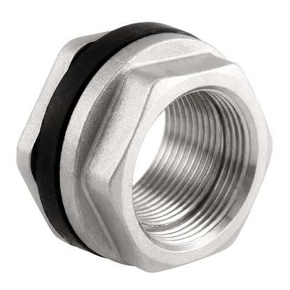 2 PCS Stainless Steel Water Tank Connector, 3/4 Inch Water Tower Fish Tank Adapter,Female Thru-bulk Fitting Bulkhead for Home & Garden - size: 3/4 Inches