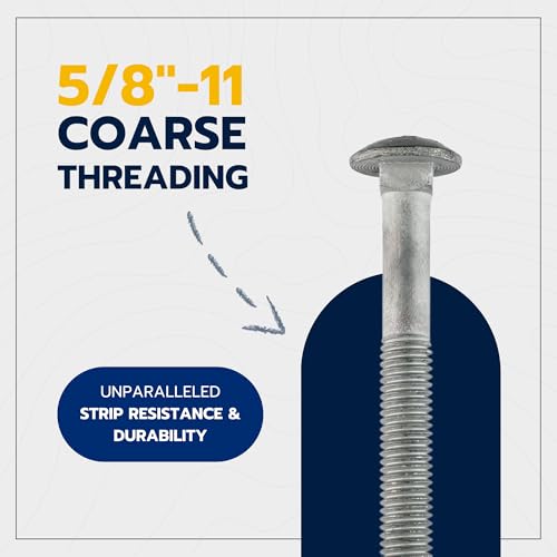 5/8" x 12" (25 pk) Hot Dip Galvanized 307A Carriage Bolt, Washer, Nut Kit by Makers Bolt - size: 5/8" X 12"