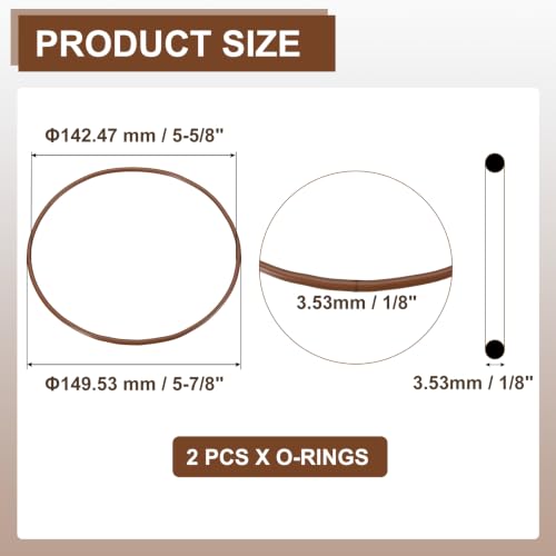Fluorine Rubber O-Rings 5-7/8" OD, 5-5/8" ID, 1/8" Width 2PCS - size: 5-7/8" OD, 5-5/8" ID, 1/8" Width